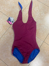 Load image into Gallery viewer, Halter reversible two color blue/burgundy  leotard Capezio