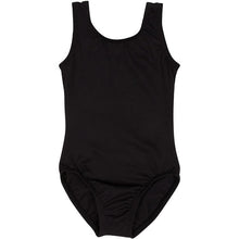 Load image into Gallery viewer, Black tank-style leotard shown flat against a white background.