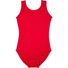 Load image into Gallery viewer, Red tank-style leotard shown flat against a white background.